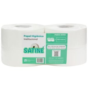 4 Rollos de 300 Metros Blanco Gofrado SATINÉ Papel Higiénico Institucional