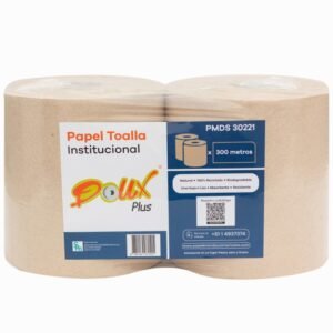2 Rollos de 300 Metros Natural Liso DOUX Plus Papel Toalla Industrial