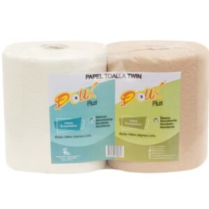 2 Rollos de 150 Metros Dos Colores Gofrado DOUX Plus Papel Toalla Jumbo