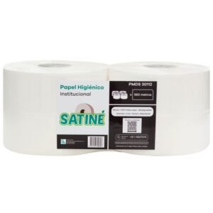 4 Rollos de 550 Metros Blanco Liso SATINÉ Papel Higiénico Institucional